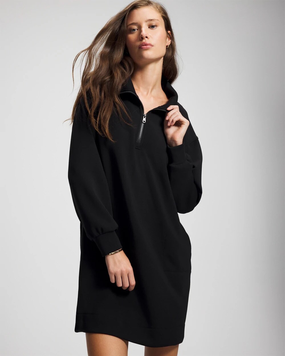 Modern Modal Quarter Zip Sweatshirt Dress | Soma